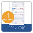 Adams TOPS 3-Part Hardbound Receipt Book, Three-Part Carbonless, 7 x 2.75, 4/Page, 200 Forms