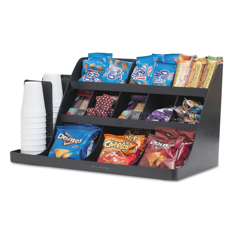 Mind Reader Extra Large Coffee Condiment and Accessory Organizer, 14 Compartment, 24 x 11.8 x 12.5, Black