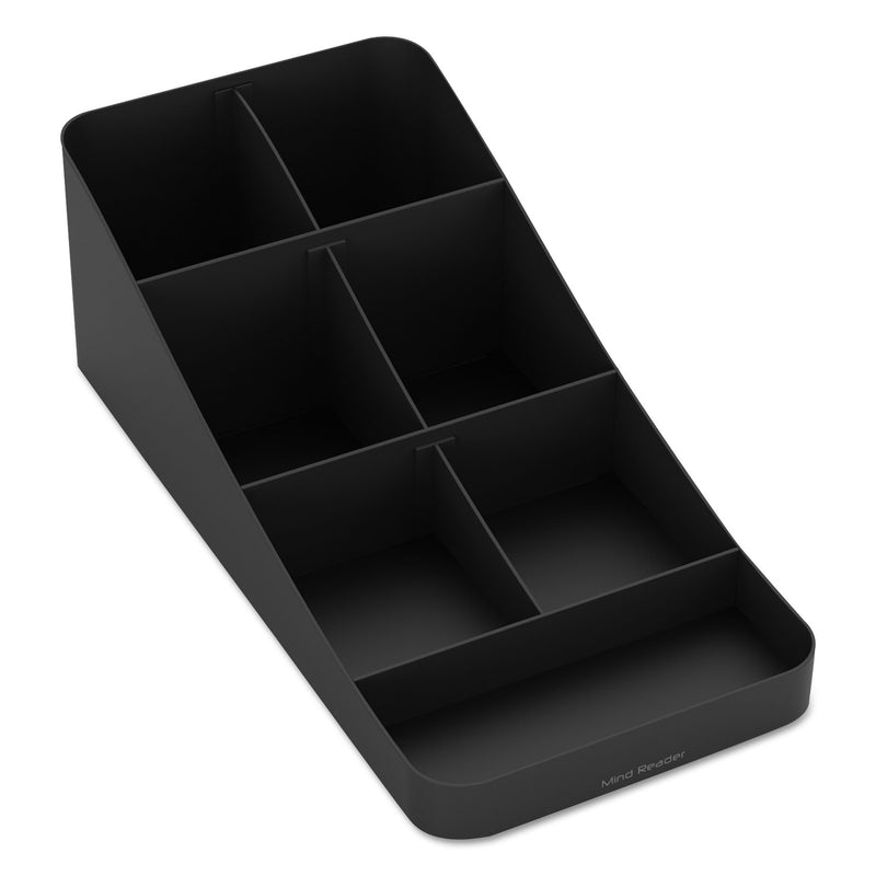 Mind Reader Trove Seven-Compartment Coffee Condiment Organizer, 7.75 x 16 x 5.25, Black