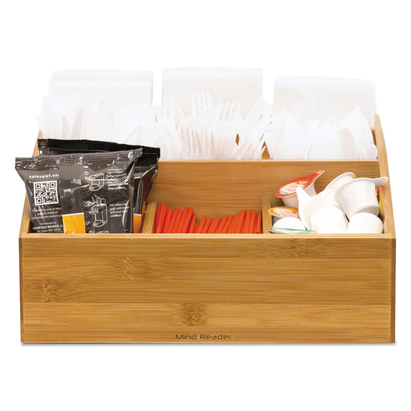 Mind Reader Square 9 Compartment Condiment Organizer, 12 x 12 x 5.5, Bamboo