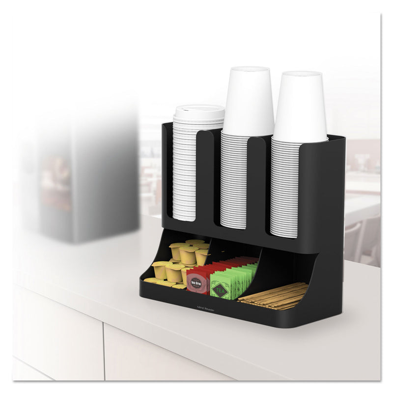Mind Reader Flume Six-Section Upright Coffee Condiment/Cup Organizer, 11.5 x 6.5 x 15, Black