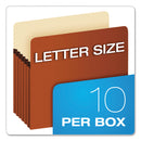 Pendaflex Standard Expanding File Pockets, 5.25" Expansion, Letter Size, Red Fiber, 10/Box