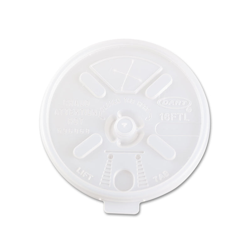 Dart Lift n' Lock Plastic Hot Cup Lids, With Straw Slot, Fits 12 oz to 24 oz Cups, Translucent, 100/Pack, 10 Packs/Carton