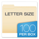 Pendaflex CutLess File Folders, 1/3-Cut Tabs: Assorted, Letter Size, Manila, 100/Box