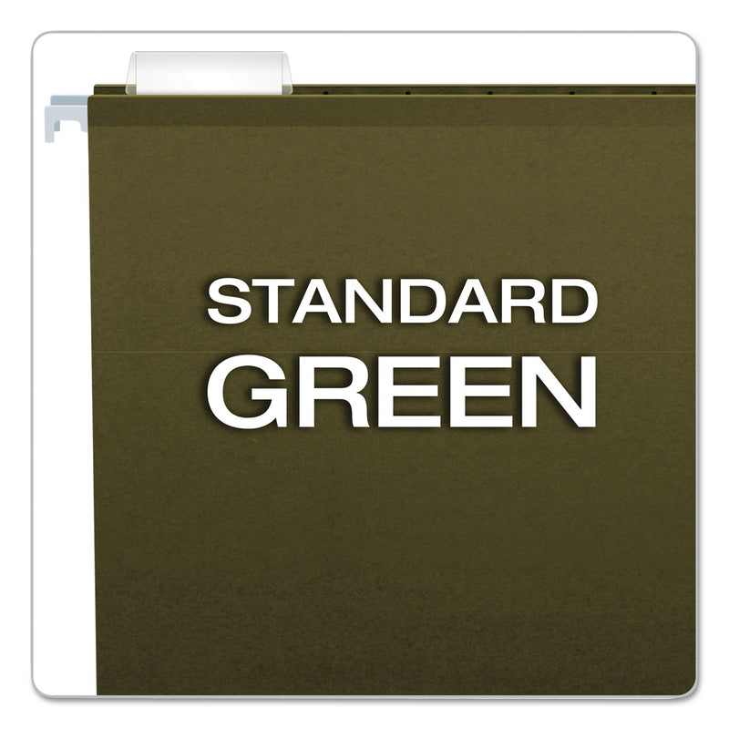 Pendaflex Reinforced Hanging File Folders with Printable Tab Inserts, Letter Size, 1/5-Cut Tabs, Standard Green, 25/Box