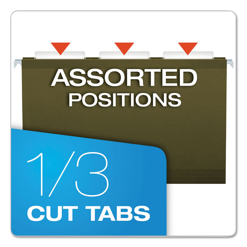 Pendaflex Reinforced Hanging File Folders with Printable Tab Inserts, Legal Size, 1/3-Cut Tabs, Standard Green, 25/Box