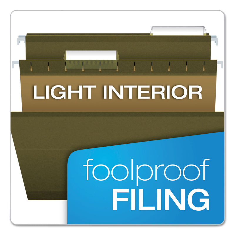 Pendaflex Reinforced Hanging File Folders with Printable Tab Inserts, Legal Size, 1/3-Cut Tabs, Standard Green, 25/Box