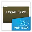 Pendaflex Reinforced Hanging File Folders with Printable Tab Inserts, Legal Size, 1/5-Cut Tabs, Standard Green, 25/Box