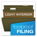 Pendaflex Reinforced Hanging File Folders with Printable Tab Inserts, Legal Size, 1/5-Cut Tabs, Standard Green, 25/Box