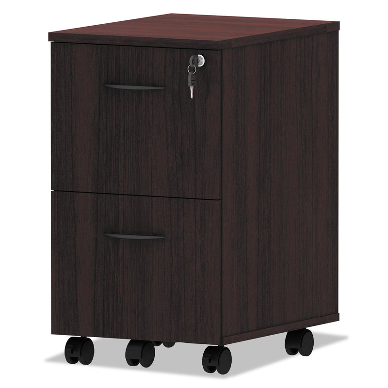 Alera Valencia Series Mobile Pedestal, Left or Right, 2 Legal/Letter-Size File Drawers, Mahogany, 15.38" x 20" x 26.63"