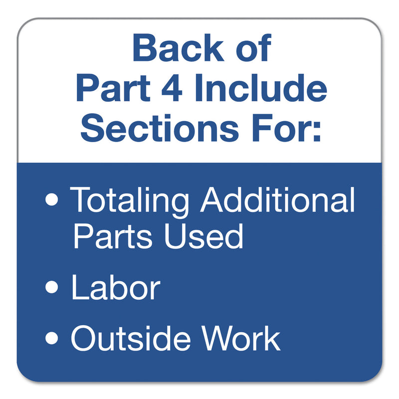 TOPS Auto Repair Four-Part Carbonless, Four-Part Carbonless, 8.5 x 11, 50 Forms