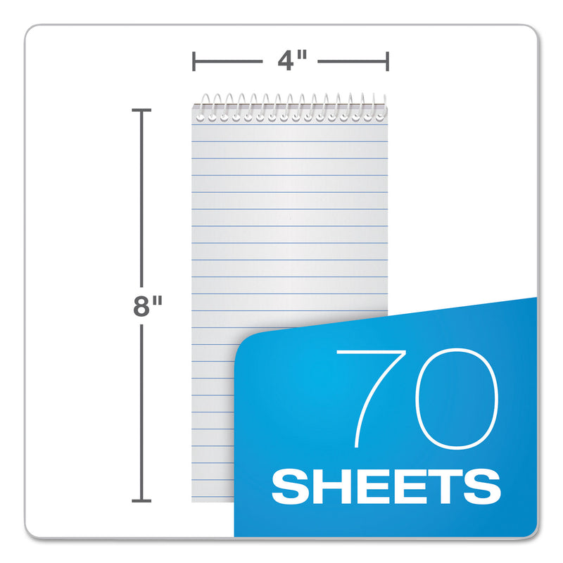 TOPS Reporter’s Notepad, Wide/Legal Rule, White Cover, 70 White 4 x 8 Sheets, 12/Pack