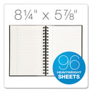 TOPS Royale Wirebound Business Notebooks, 1 Subject, Medium/College Rule, Black/Gray Cover, 8.25 x 5.88, 96 Sheets