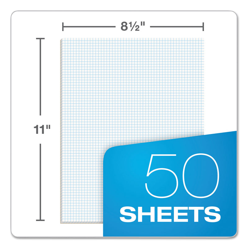 TOPS Quadrille Pads, Quadrille Rule (6 sq/in), 50 White 8.5 x 11 Sheets