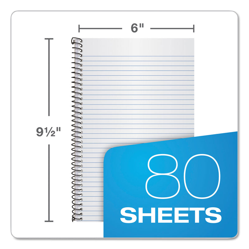 TOPS Second Nature Single Subject Wirebound Notebooks, Medium/College Rule, Light Blue Cover, 9.5 x 6, 80 Sheets