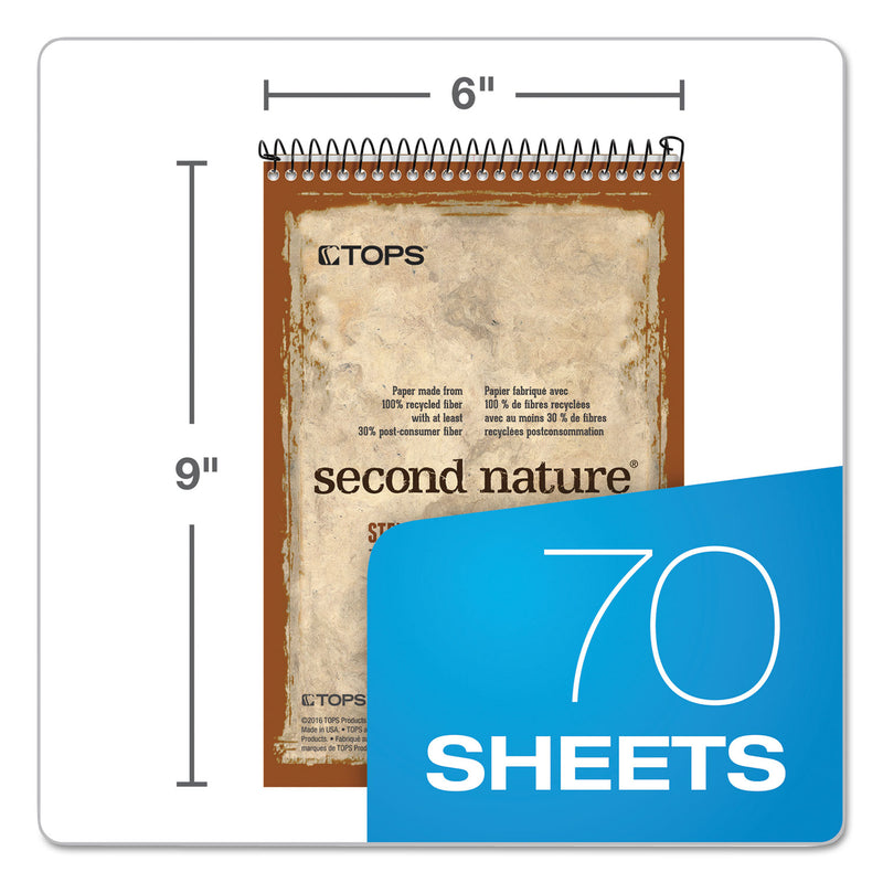 TOPS Second Nature Recycled Notepads, Gregg Rule, Brown Cover, 70 White 6 x 9 Sheets