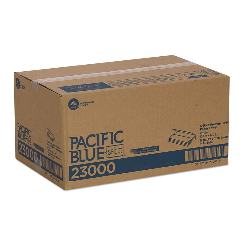 Georgia Pacific Pacific Blue Select C-Fold Paper Towels, 2-Ply, 10.1 x 12.7, White, 120/Pack, 12 Packs/Carton