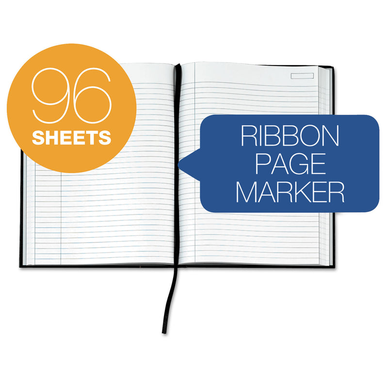 TOPS Royale Casebound Business Notebooks, 1 Subject, Medium/College Rule, Black/Gray Cover, 10.5 x 8, 96 Sheets