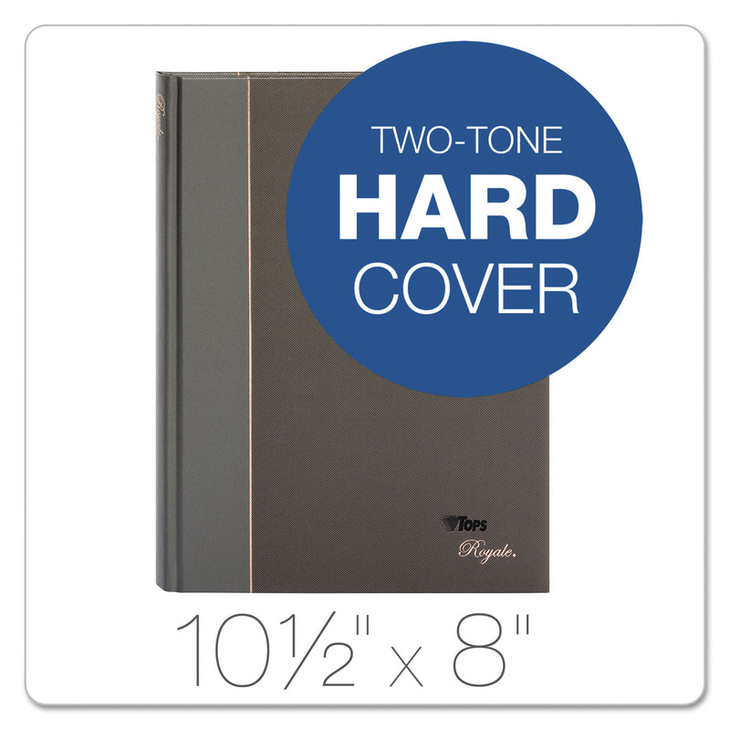 TOPS Royale Casebound Business Notebooks, 1 Subject, Medium/College Rule, Black/Gray Cover, 10.5 x 8, 96 Sheets