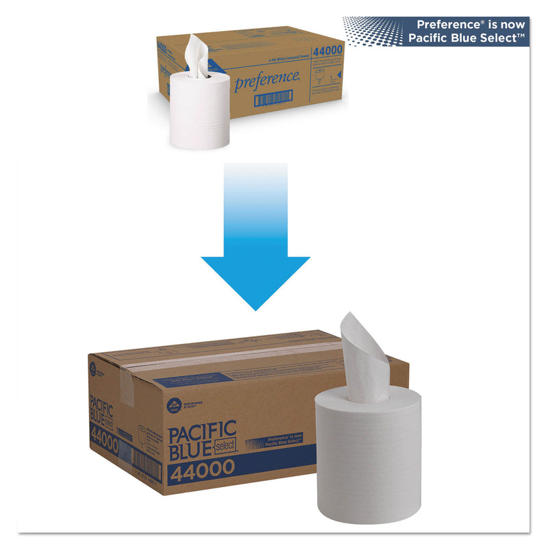 Georgia Pacific Pacific Blue Select 2-Ply Center-Pull Perf Wipers, 2-Ply, 8.25 x 12, White, 520/Roll, 6 Rolls/Carton