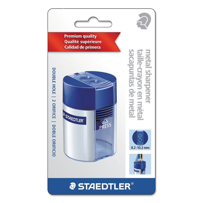 Staedtler Handheld Manual Double-Hole Plastic Sharpener, 3.25 x 1.75 x 2.2, Randomly Assorted Colors