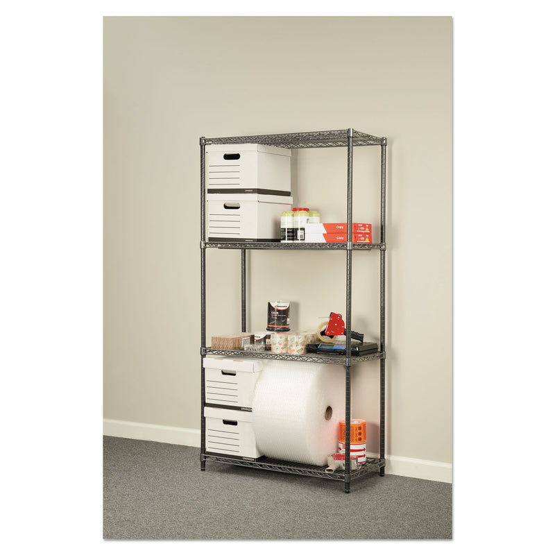Alera Wire Shelving Starter Kit, Four-Shelf, 36w x 18d x 72h, Black Anthracite