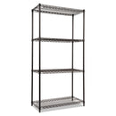 Alera NSF Certified Industrial Four-Shelf Wire Shelving Kit, 36w x 18d x 72h, Black