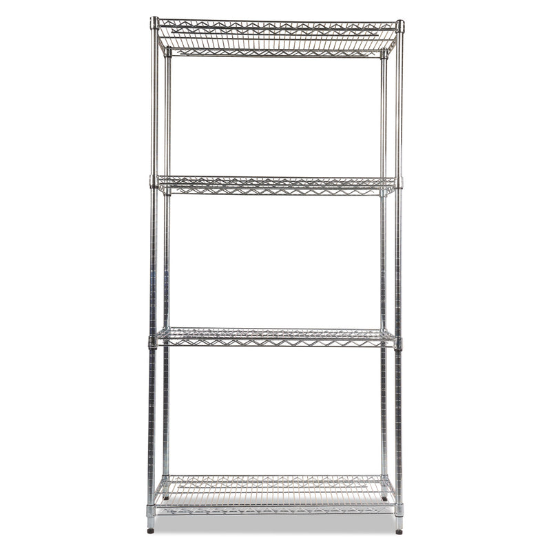 Alera NSF Certified Industrial Four-Shelf Wire Shelving Kit, 36w x 18d x 72h, Silver