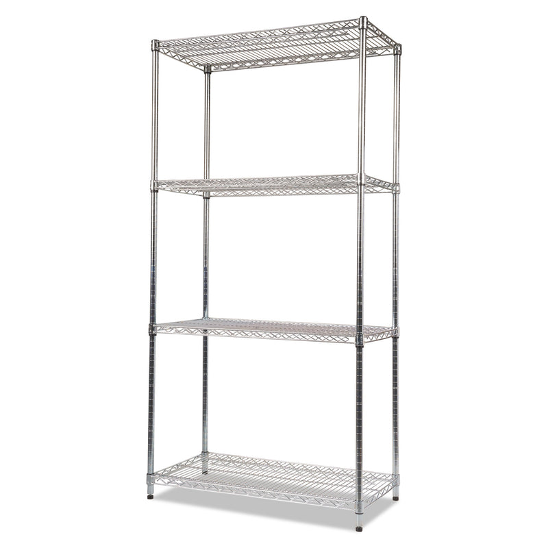 Alera NSF Certified Industrial Four-Shelf Wire Shelving Kit, 36w x 18d x 72h, Silver