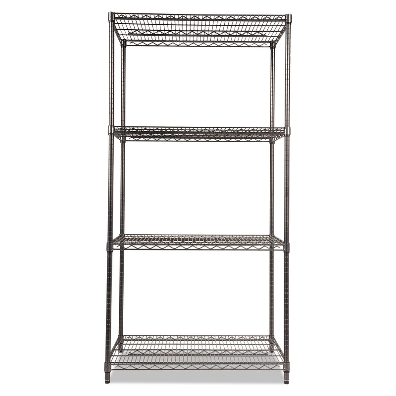 Alera Wire Shelving Starter Kit, Four-Shelf, 36w x 24d x 72h, Black Anthracite