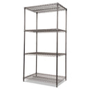 Alera Wire Shelving Starter Kit, Four-Shelf, 36w x 24d x 72h, Black Anthracite