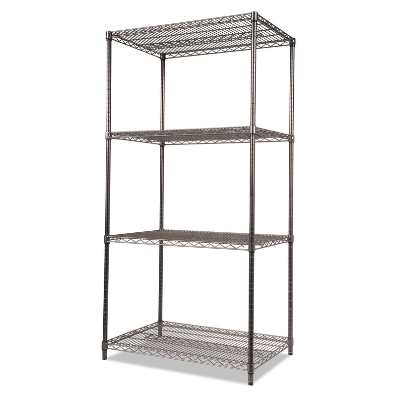 Alera Wire Shelving Starter Kit, Four-Shelf, 36w x 24d x 72h, Black Anthracite
