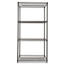 Alera NSF Certified Industrial Four-Shelf Wire Shelving Kit, 36w x 24d x 72h, Black