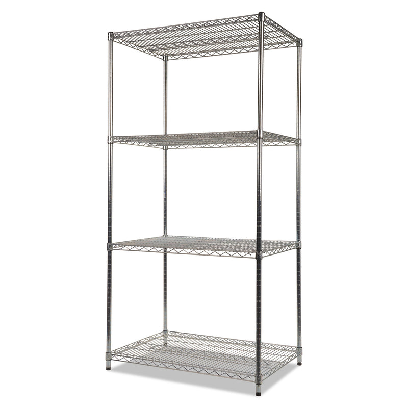 Alera NSF Certified Industrial Four-Shelf Wire Shelving Kit, 36w x 24d x 72h, Silver