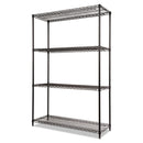 Alera NSF Certified Industrial Four-Shelf Wire Shelving Kit, 48w x 18d x 72h, Black
