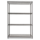 Alera NSF Certified Industrial Four-Shelf Wire Shelving Kit, 48w x 18d x 72h, Black