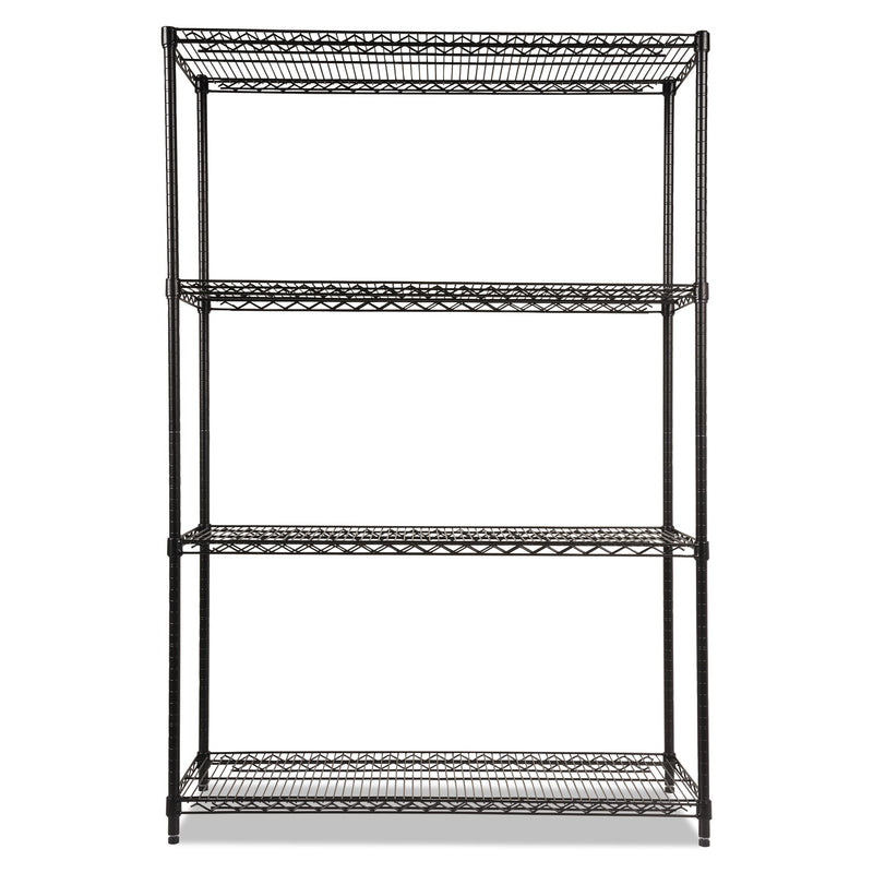 Alera NSF Certified Industrial Four-Shelf Wire Shelving Kit, 48w x 18d x 72h, Black