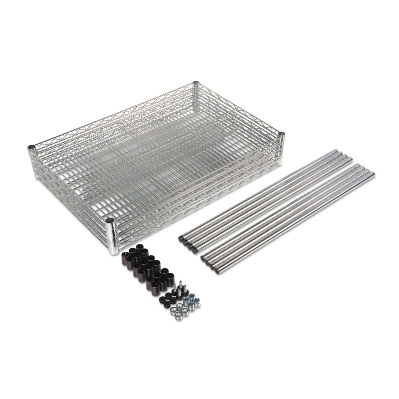 Alera NSF Certified Industrial Four-Shelf Wire Shelving Kit, 36w x 18d x 72h, Silver