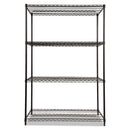 Alera NSF Certified Industrial Four-Shelf Wire Shelving Kit, 48w x 24d x 72h, Black