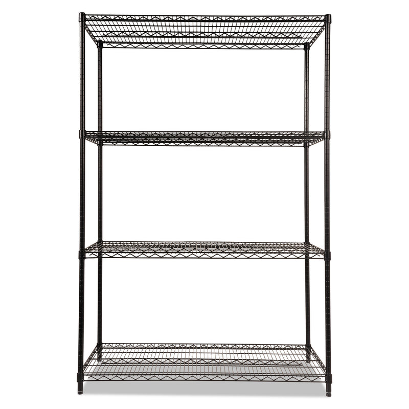 Alera NSF Certified Industrial Four-Shelf Wire Shelving Kit, 48w x 24d x 72h, Black