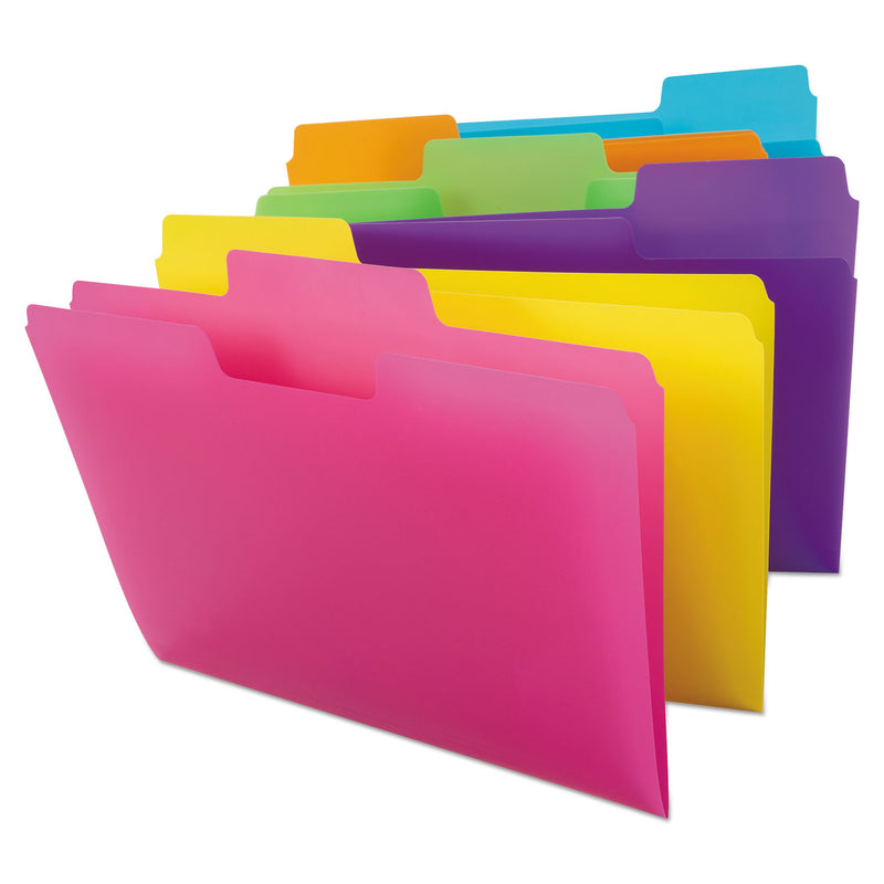 Smead SuperTab Top Tab File Folders, 1/3-Cut Tabs: Assorted, Letter Size, 0.75" Expansion, Polypropylene, 18/Pack