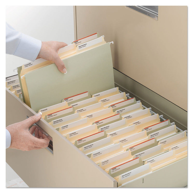 Smead SuperTab Reinforced Guide Height Fastener Folders, 2 Fasteners, Legal Size, 14-pt Manila Exterior, 50/Box