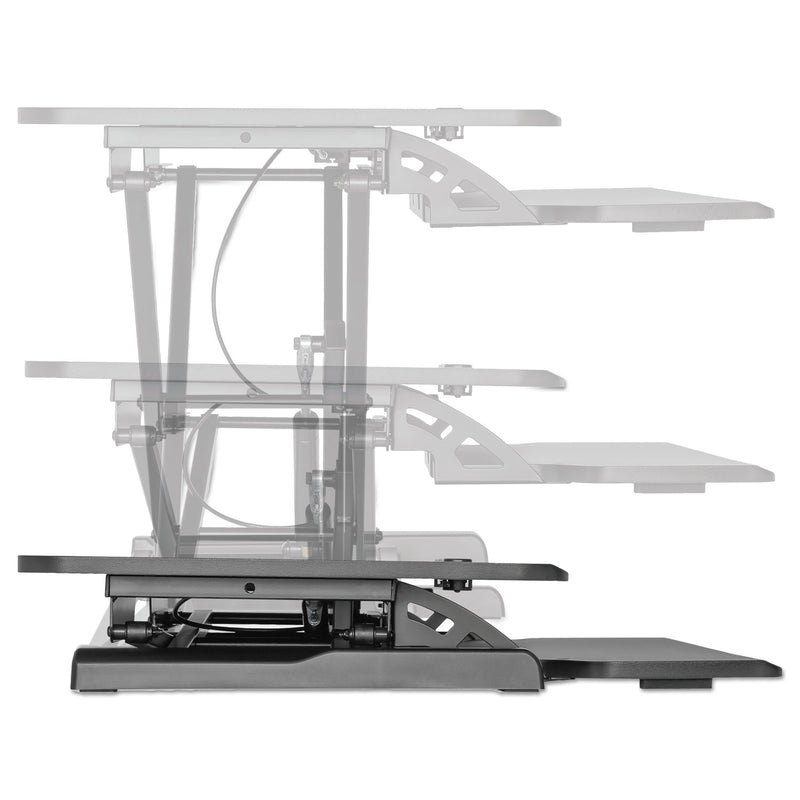 Alera AdaptivErgo Two-Tier Sit-Stand Lifting Workstation, 37.38" x 26.13" x 4.69" to 19.88", Black