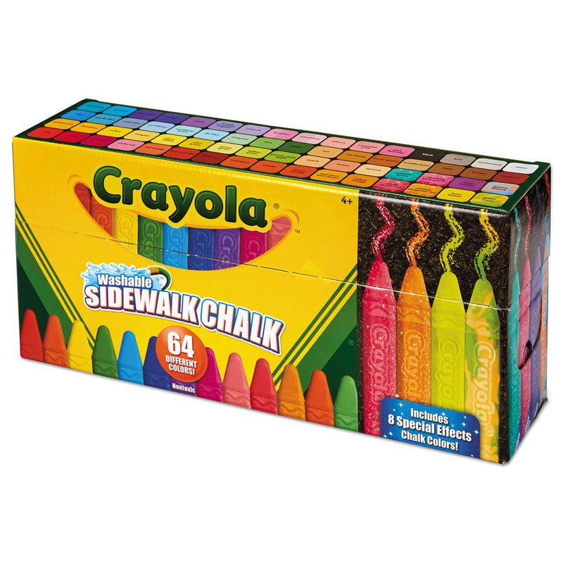 Crayola Ultimate Sidewalk Chalk, 4" x 0.5" Diameter, 60 Assorted Colors, 64/Set