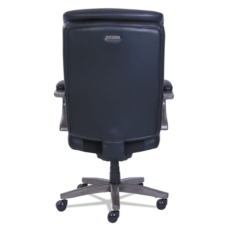 La-Z-Boy Woodbury High-Back Executive Chair, Supports Up to 300 lb, 20.25" to 23.25" Seat Height, Black Seat/Back, Weathered Gray Base