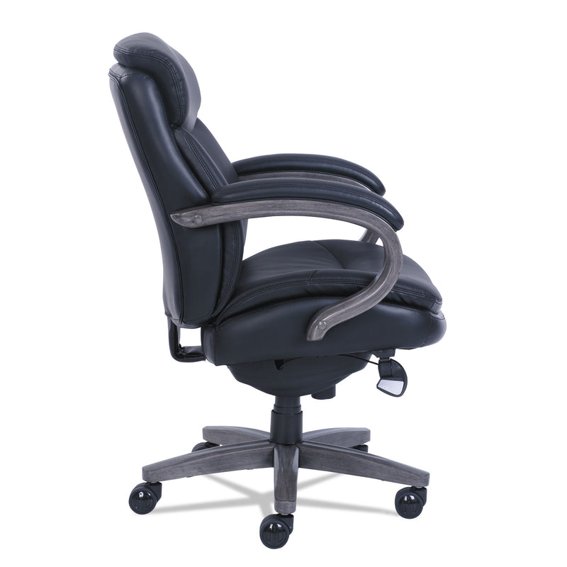 La-Z-Boy Woodbury Mid-Back Executive Chair, Supports Up to 300 lb, 18.75" to 21.75" Seat Height, Black Seat/Back, Weathered Gray Base