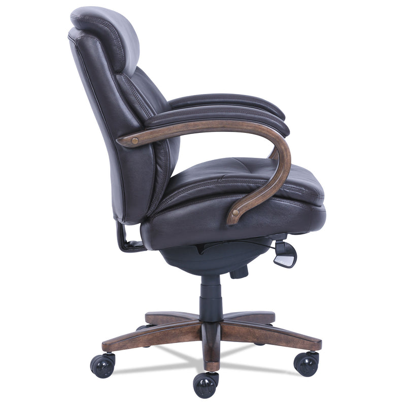 La-Z-Boy Woodbury Mid-Back Executive Chair, Supports Up to 300 lb, 18.75" to 21.75" Seat Height, Brown Seat/Back, Weathered Sand Base