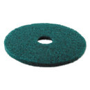 Boardwalk Heavy-Duty Scrubbing Floor Pads, 13" Diameter, Green, 5/Carton
