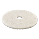 Boardwalk Natural Burnishing Floor Pads, 17" Diameter, White, 5/Carton