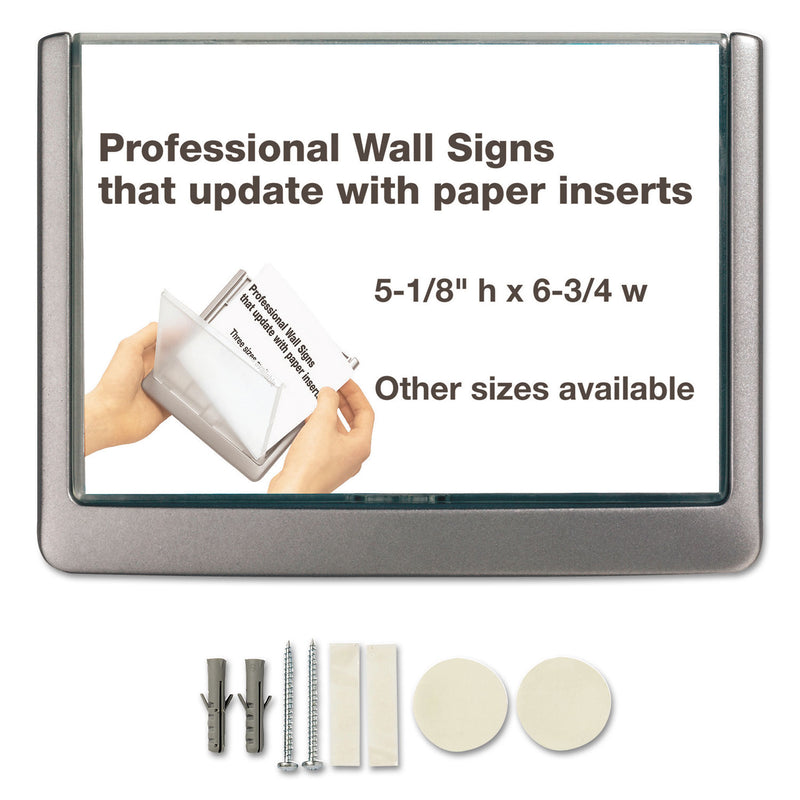 Durable Click Sign Holder For Interior Walls, 6.75 x 0.63 x 5.13, Gray